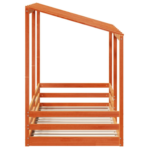 Cama infantil com telhado 80x200 cm pinho maciço castanho-mel M 5