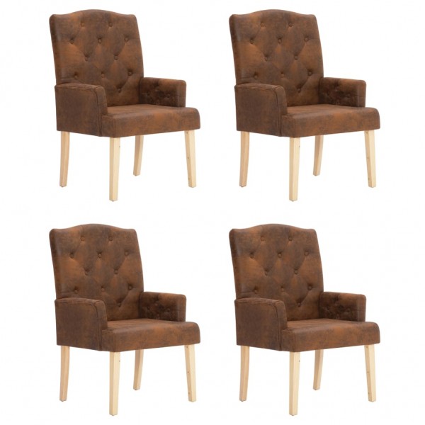 Sillas de comedor 6 uds madera curvada y cuero sintético crema M 2