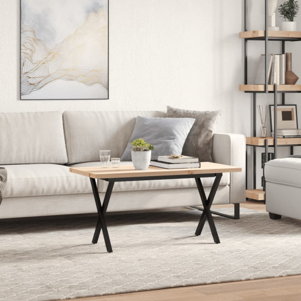 Mesa de centro marco X madera maciza pino y hierro 90x40x45.5cm M 3