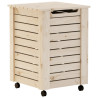 Cesta ropa sucia con ruedas RANA madera maciza pino 45x45x64 cm 2