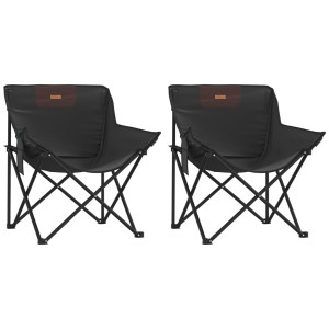 Sillas de camping con bolsillo plegables 2 unidades negro H