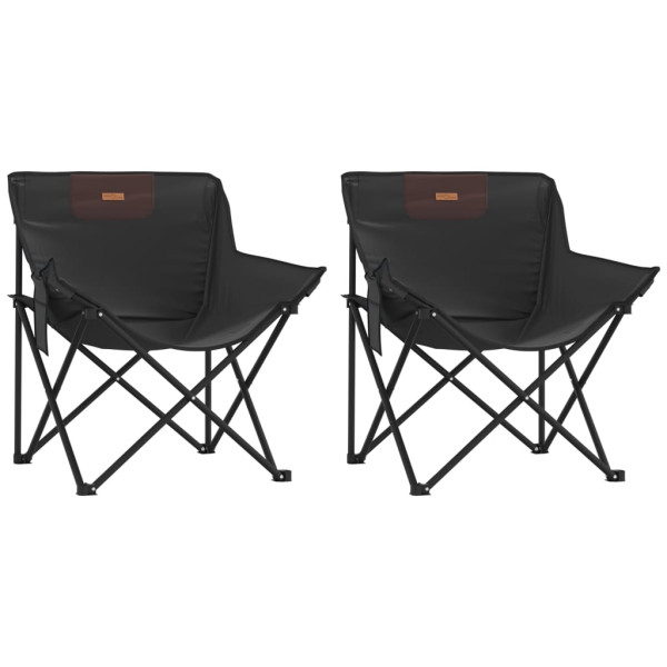 Sillas de camping con bolsillo plegables 2 unidades negro M 2