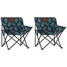 Sillas de camping con bolsillo plegable 2 uds estampado hojas 2