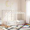 Cama infantil com telhado 90x190 cm pinho maciço branco 1