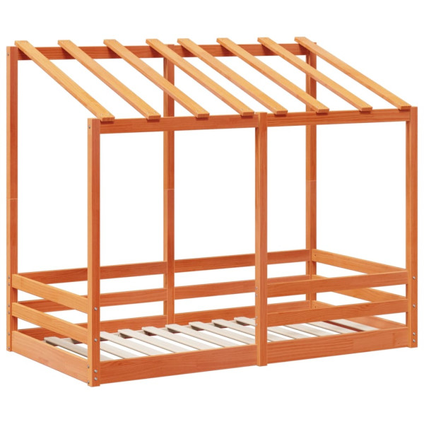 Cama infantil com telhado 70x140 cm pinho maciço castanho-mel M 3