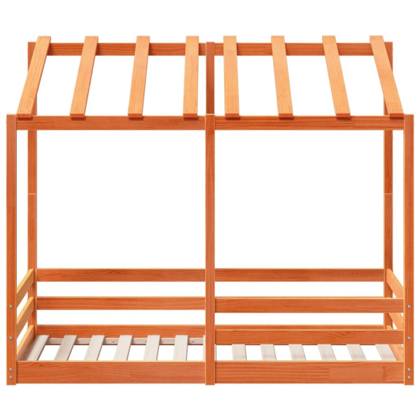 Cama infantil com telhado 70x140 cm pinho maciço castanho-mel M 4