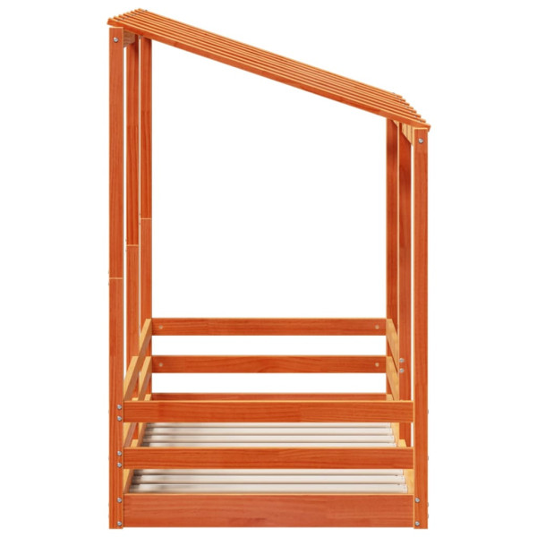 Cama infantil com telhado 70x140 cm pinho maciço castanho-mel M 5