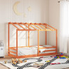 Cama infantil con techo madera maciza pino marrón 90x190 cm 1