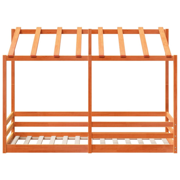 Cama infantil c/ telhado 90x190 cm pinho maciço castanho-mel M 4