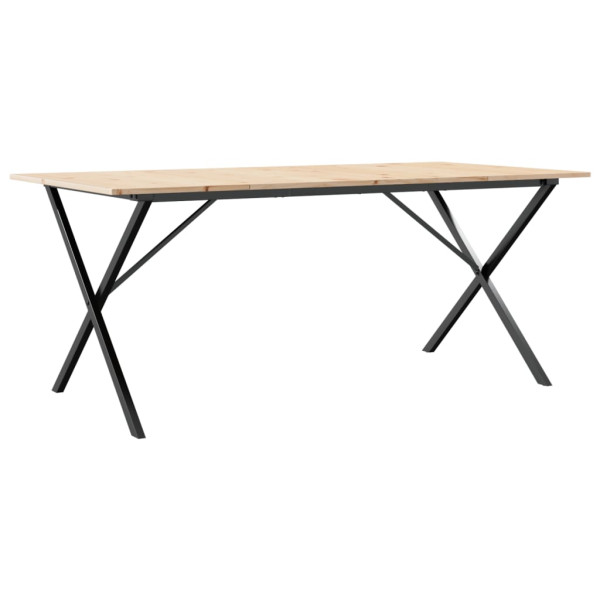 Mesa de jantar estrutura em X 180x90x75cm pinho e aço M 2