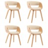 Sillas de comedor 4 uds madera curvada y cuero sintético crema 2