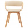 Sillas de comedor 4 uds madera curvada y cuero sintético crema 3