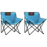 Sillas de camping con bolsillo plegables 2 unidades azul claro 2