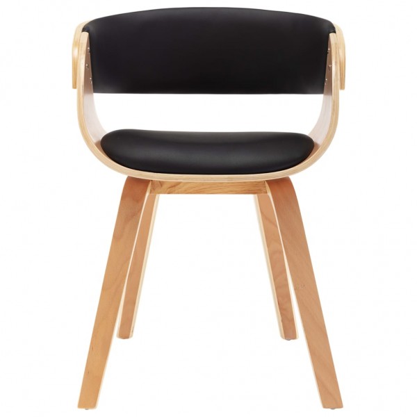Sillas de comedor 2 uds madera curvada y cuero sintético negro M 3