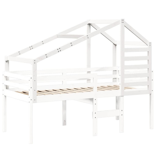 Telhado de cama infantil 198x97x113 cm pinho maciço branco M 3