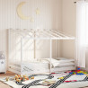 Cama infantil con techo madera maciza pino blanca 100x200 cm 3