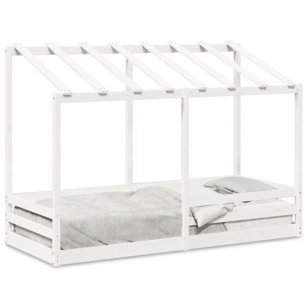 Cama infantil con techo madera maciza pino blanco 75x190 cm M 2
