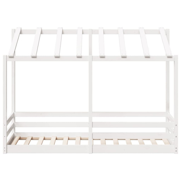 Cama infantil com telhado 75x190 cm pinho maciço branco M 4