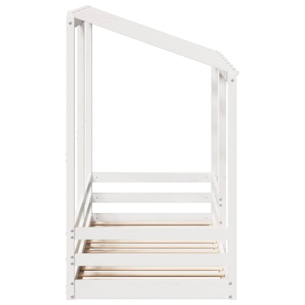 Cama infantil com telhado 75x190 cm pinho maciço branco M 5