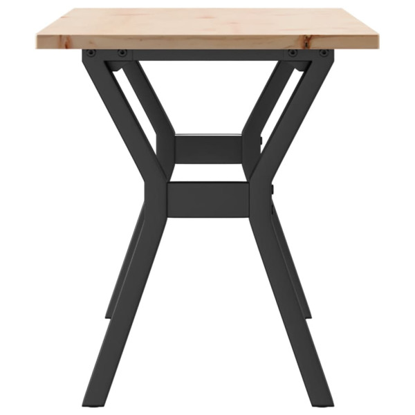 Mesa de centro marco Y madera maciza pino y hierro 110x40x45 cm M 5