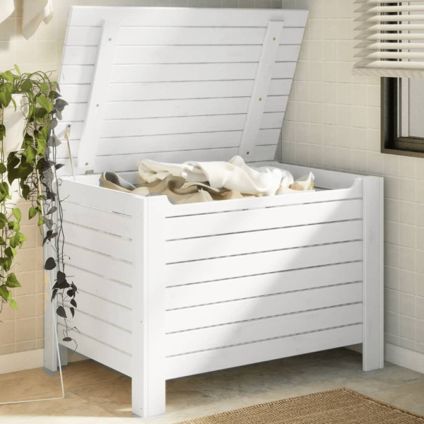 Caja de almacenaje y tapa RANA madera maciza blanca 100x49x54cm D