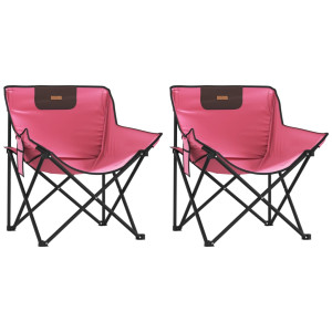 Sillas de camping con bolsillo plegables 2 unidades rosa H
