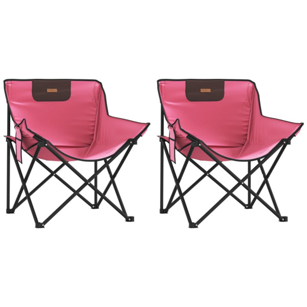 Sillas de camping con bolsillo plegables 2 unidades rosa M 2