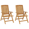 Cadeiras de jardim reclináveis c/ almofadões 2 pcs teca maciça 3
