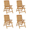 Cadeiras de jardim reclináveis c/ almofadões 4 pcs teca maciça 3