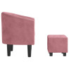 Sillón con taburete terciopelo rosa 3