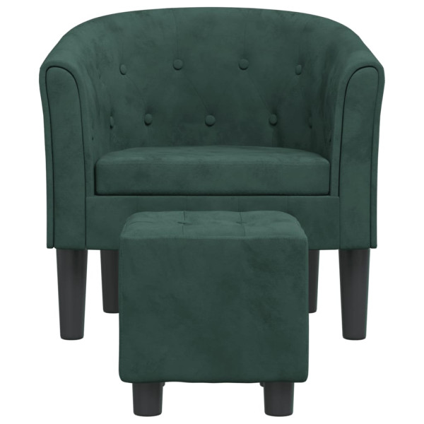 Sillón con taburete terciopelo verde oscuro M 3