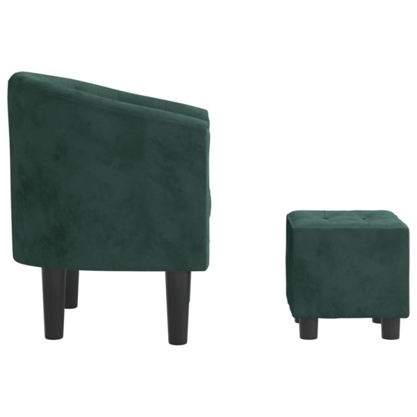 Sillón con taburete terciopelo verde oscuro M 4
