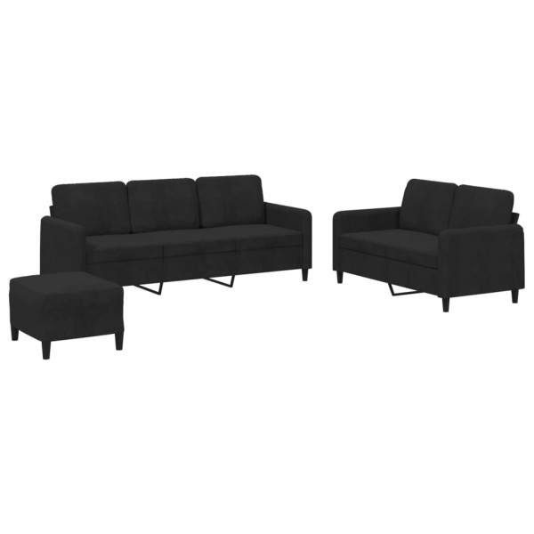 3 pcs conjunto de sofás veludo preto M 2