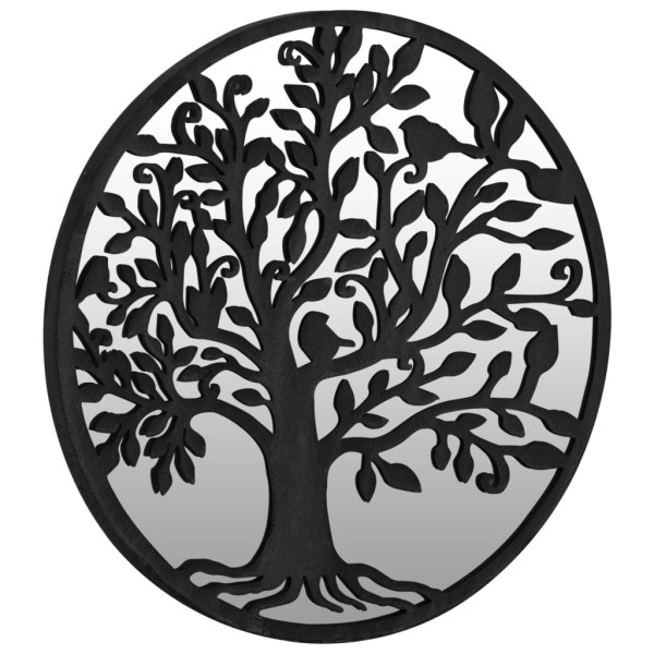 Espelho em ferro redondo p/ uso no interior 40x2.5 cm preto M 3