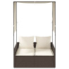 Tumbona dupla com teto e cortinas sintético marrom rattan 3