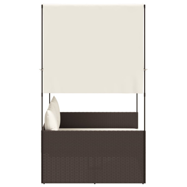 Tumbona dupla com teto e cortinas sintético marrom rattan M 4