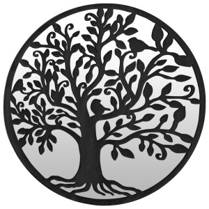 Espelho de jardim p/ uso exterior ferro 40x2.5 cm preto H