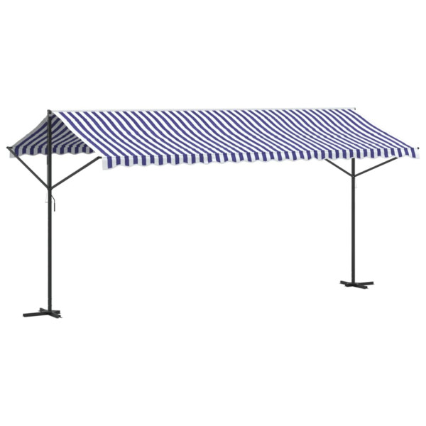 Toldo de pé 500x300 cm tecido e aço azul e branco M 2