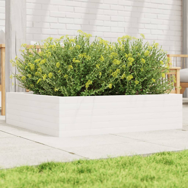 Jardinera de madera maciza de pino blanca 90x90x23 cm D