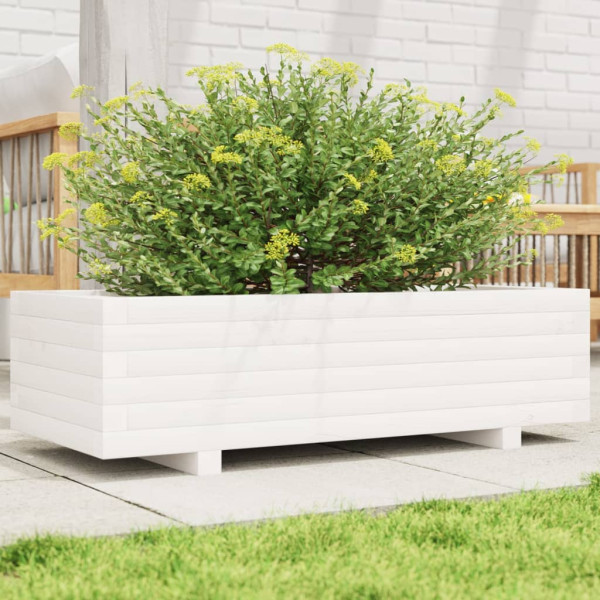 Jardinera de madera maciza de pino blanco 90x40x26.5 cm D