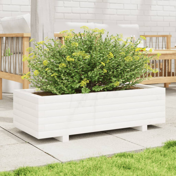 Jardinera de madera maciza de pino blanco 90x40x26.5 cm M 3