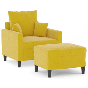 Sillón con taburete terciopelo amarillo 60 cm H