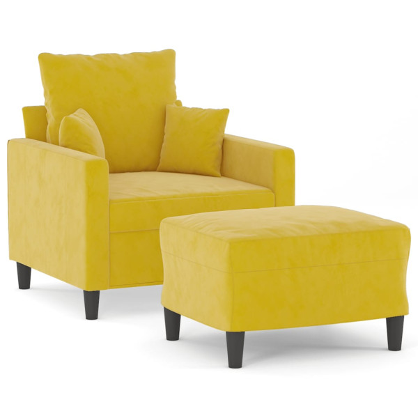 Sillón con taburete terciopelo amarillo 60 cm M 2