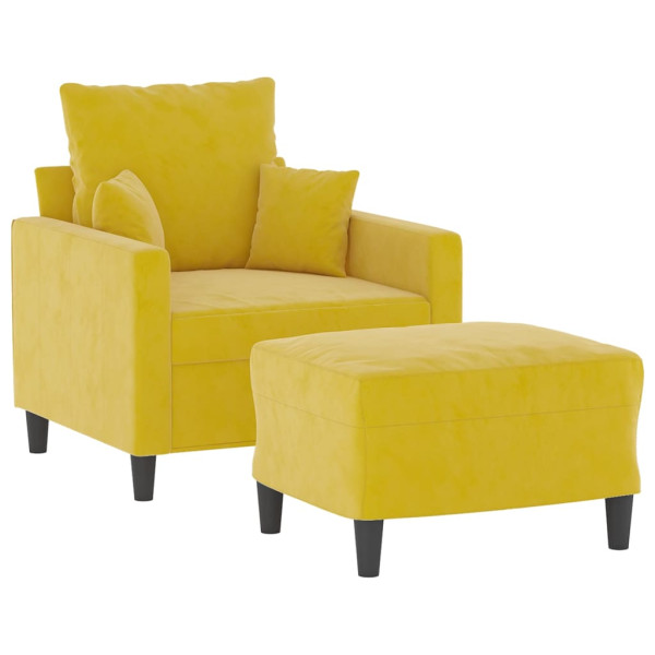 Sillón con taburete terciopelo amarillo 60 cm M 3