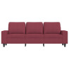 Sofá de 3 plazas con taburete de tela rojo tinto 180 cm 4