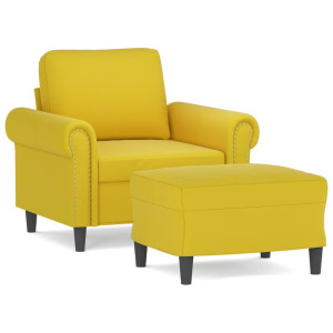 Sillón con taburete terciopelo amarillo 60 cm H