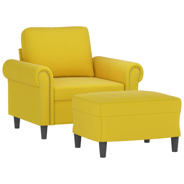 Poltrona com apoio de pés 60 cm veludo amarelo M 3