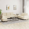 3 pcs conjunto de sofás tecido cor creme 1