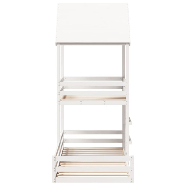 Cama con techo madera maciza de pino blanco 90x200 cm M 5