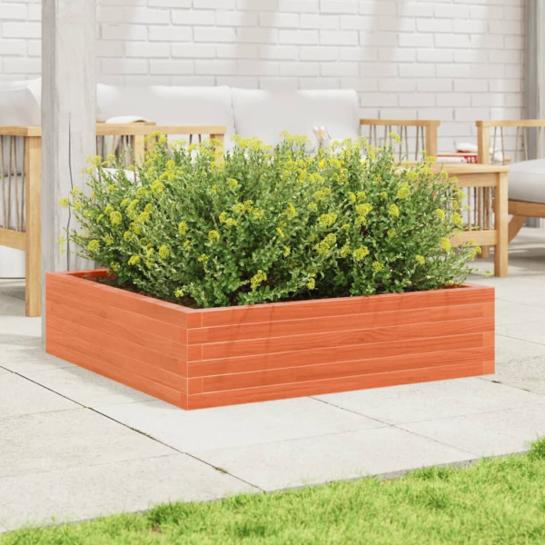 Jardinera de madera maciza pino marrón cera 90x90x23 cm M 3